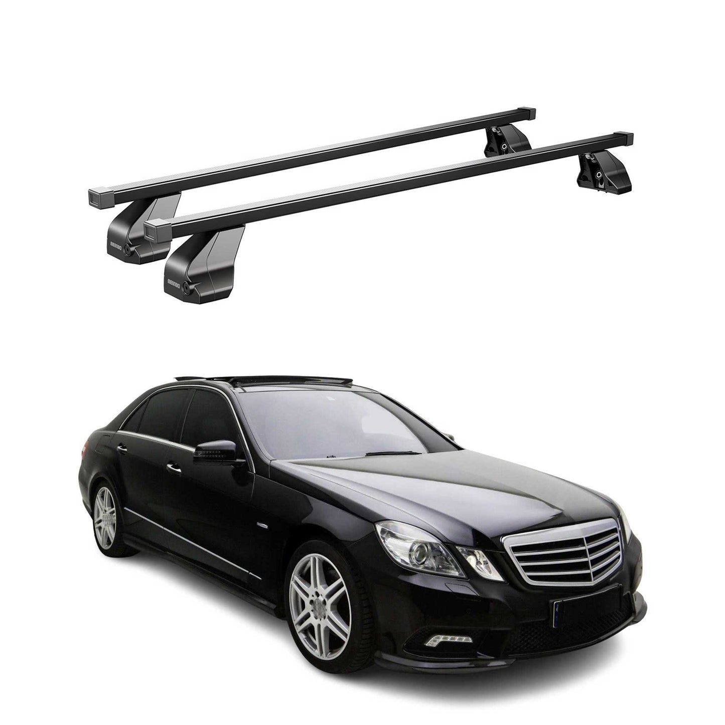 Menabo Dachträger für Mercedes E Klasse W212 Limo 2009-2013 75kg Stahl Schwarz