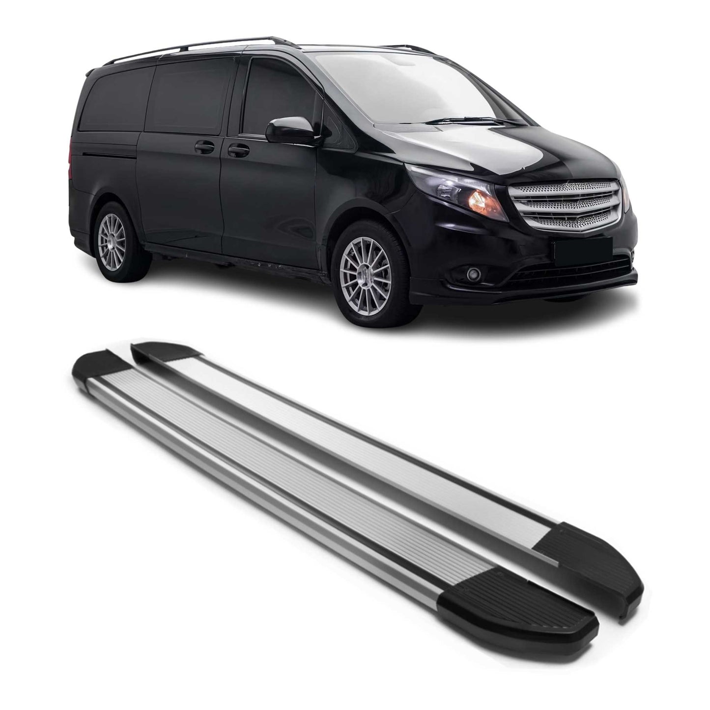 Alu Schweller Trittbretter für Mercedes Vito Klasse W447 2014-2025 Kurzer Grau