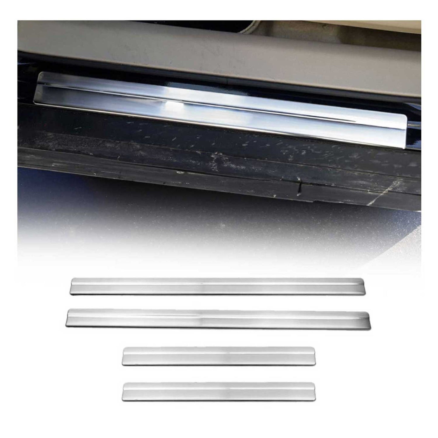 Protecții prag uși pentru Nissan Navara 2005-2015, oțel inoxidabil, argintiu, set 4 piese