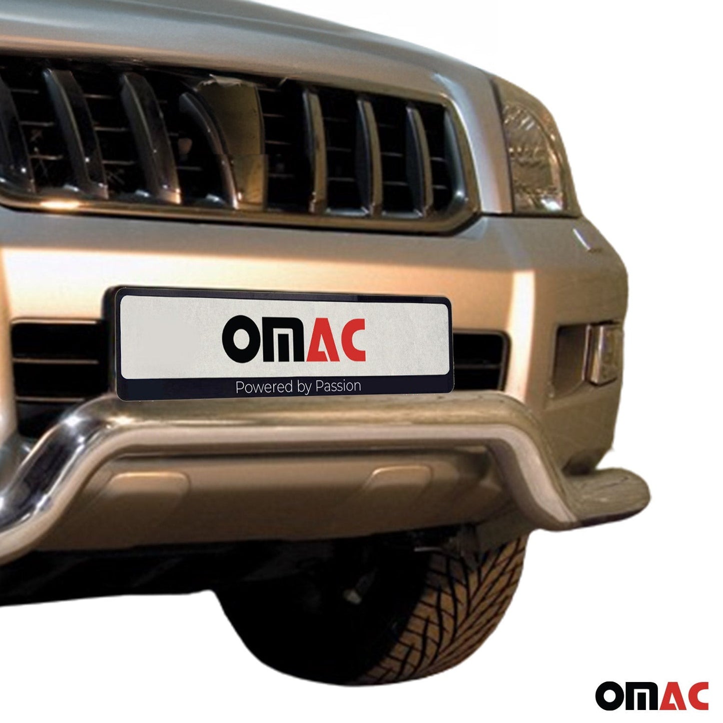 Bară de protecție/buton față pentru Toyota Land Cruiser 120 2003-2009, argintie, cu ABE (omologare de tip germană).