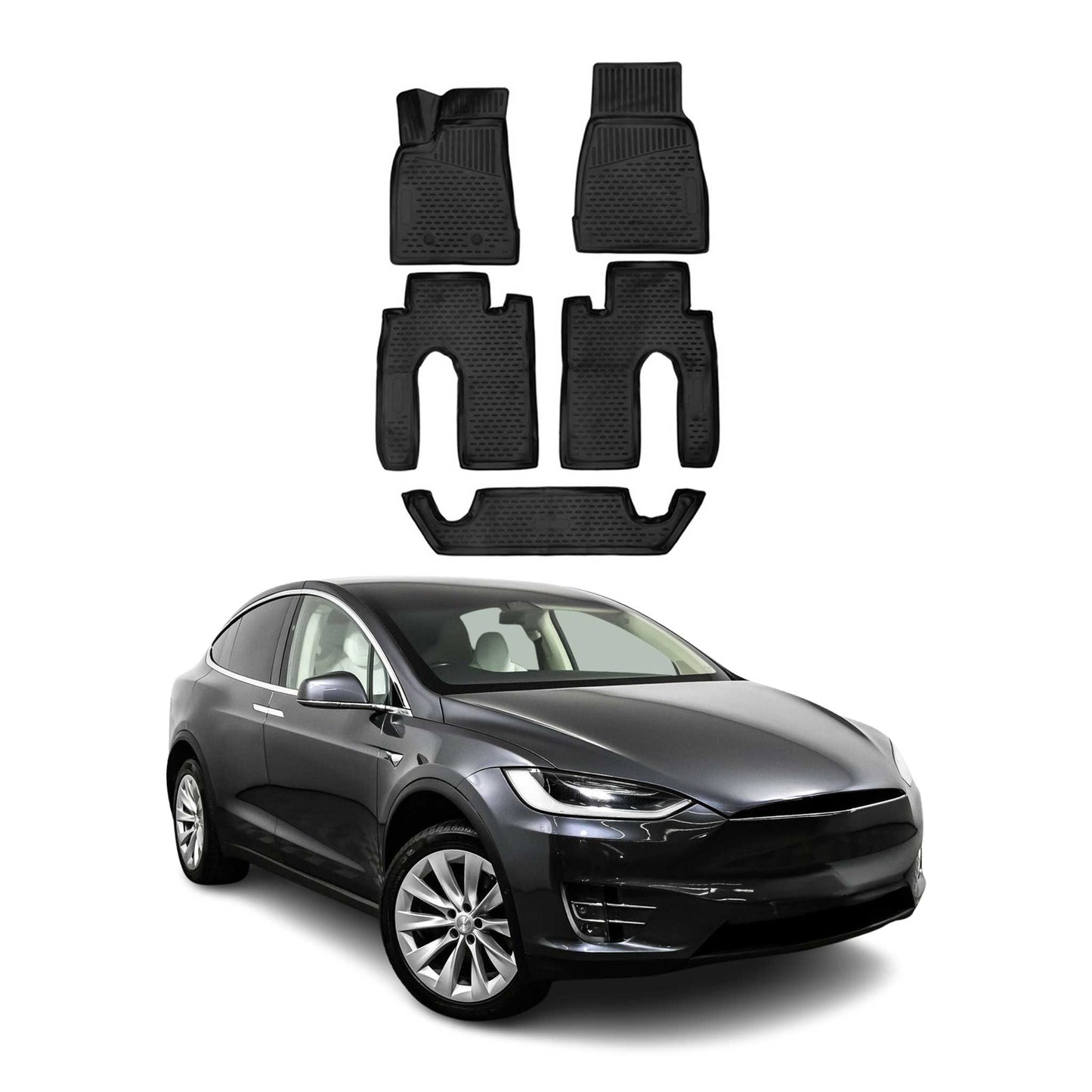 2016-2020 Tesla Model X Fußmatten TPE Schwarz 5 tlg