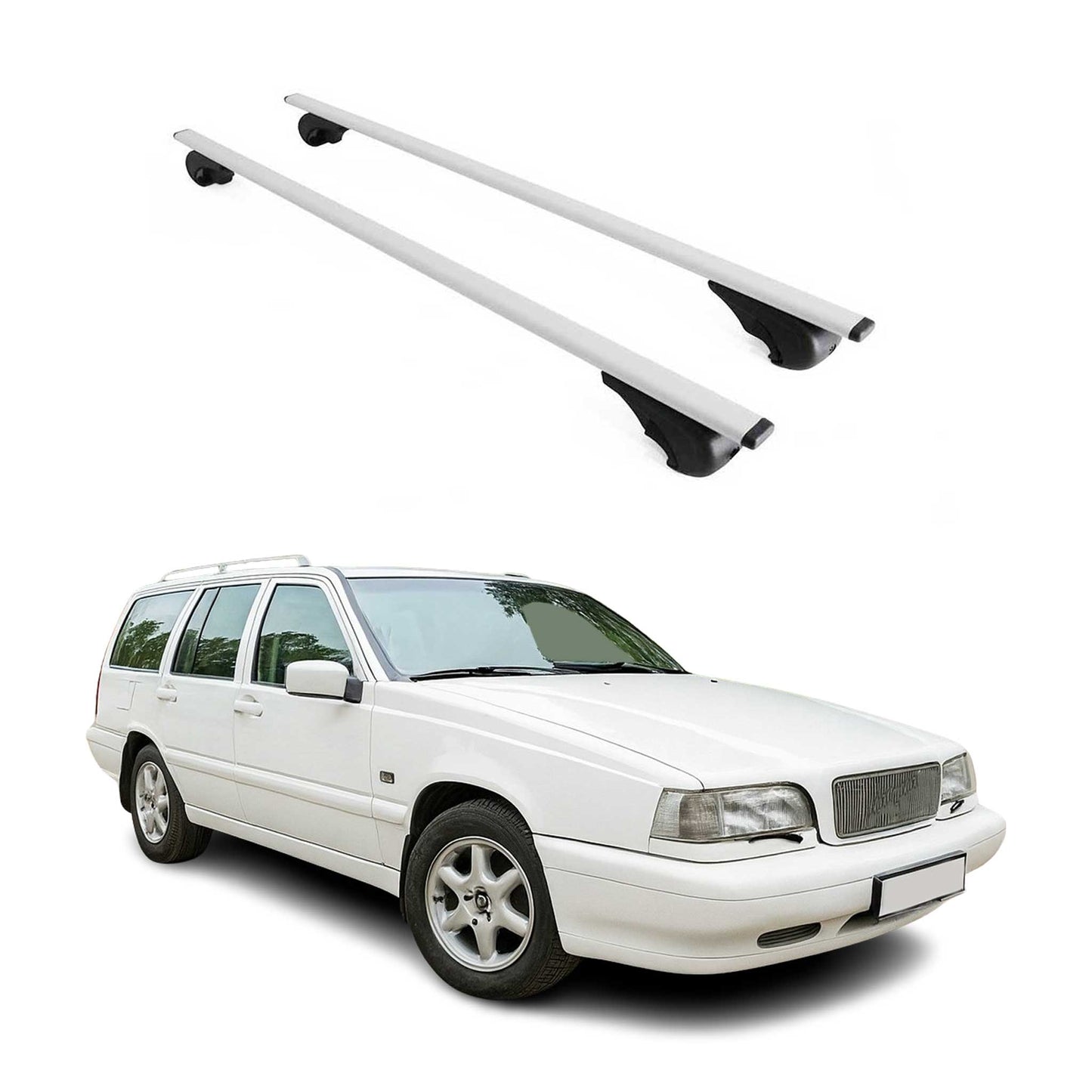 Portbagaj de plafon pentru Volvo 850 Estate 1992-1997 75kg metal argintiu 2 buc