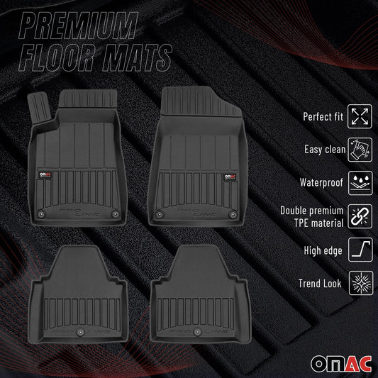 OMAC Gummi Fußmatten für Peugeot 607 1999-2010 Premium TPE Automatten Schwarz 4x