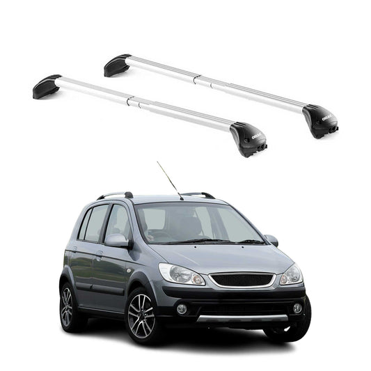 Portbagaj de plafon pentru Hyundai Getz Cross 2006-2011 100kg aluminiu argintiu 2x ABE