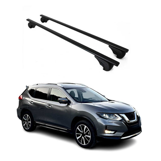 Portbagaj de plafon pentru Nissan X-Trail 2013-2021 75kg, negru metalic, 2 buc.
