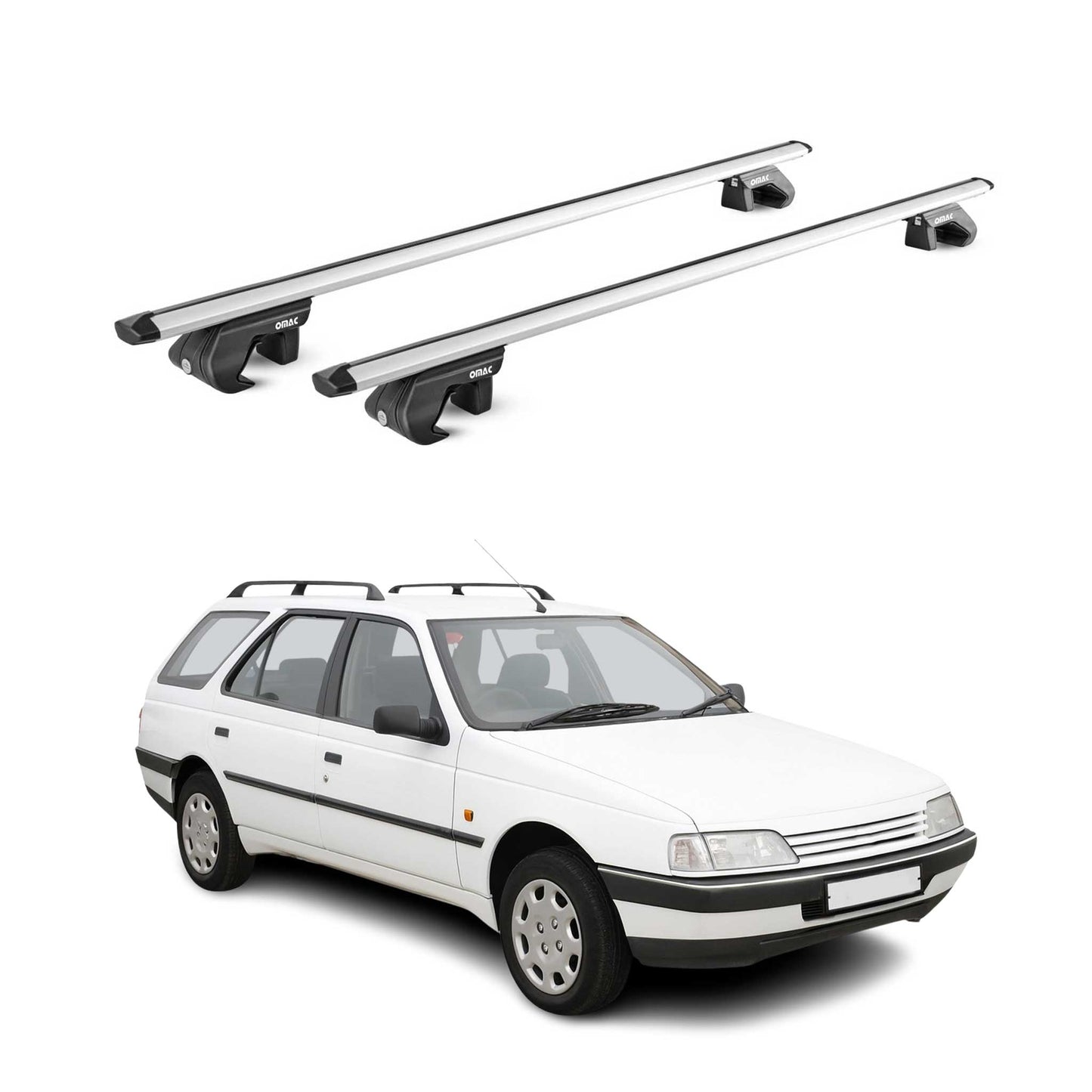 Dachträger Grundtäger für Peugeot 405 Wagon 1988-1997 90kg Alu Silber 2 tlg ABE
