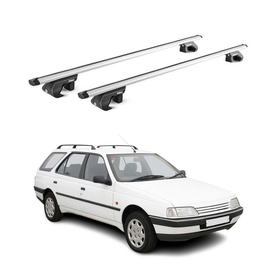 Dachträger Grundtäger für Peugeot 405 Wagon 1988-1997 90kg Alu Silber 2 tlg ABE
