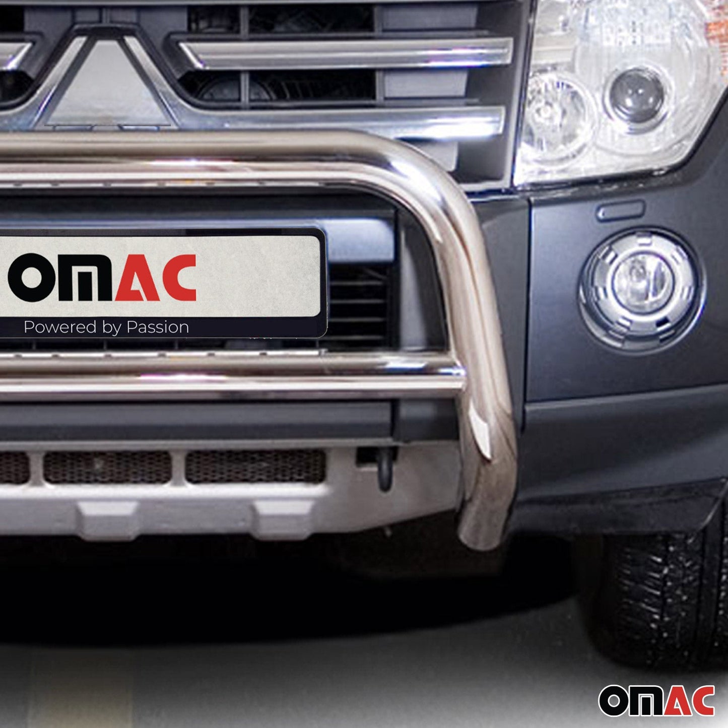 Bară de protecție/buton față pentru Mitsubishi Pajero 2007-2014, omologată ABE, oțel, argintiu