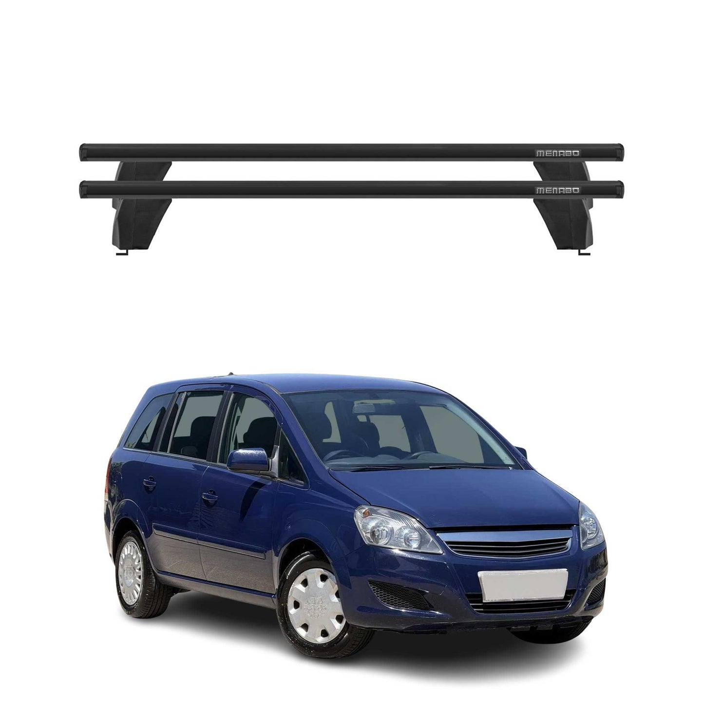 Menabo Dachträger Grundtäger für Opel Zafira B 2008-11 FL 75kg Alu Schwarz 2tlg