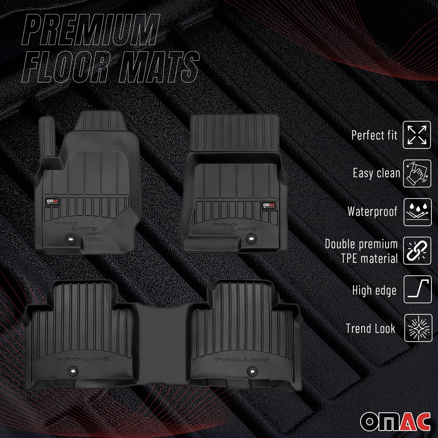 2017-2025 Ssangyong Rexton Fußmatten TPE Schwarz 3 tlg