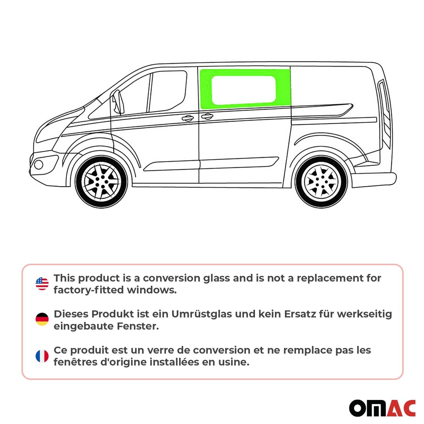 Seitenfenster Auto Fenster für Ford Transit Custom 2013-2024 Links L1 L2 RS