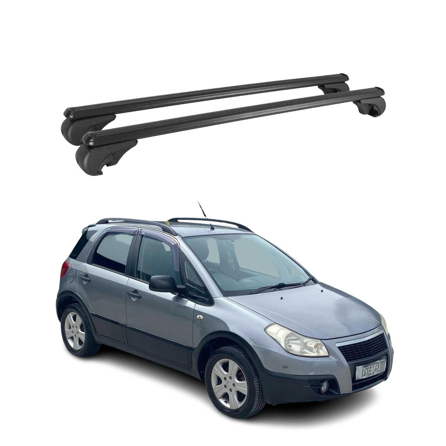Portbagaj de plafon pentru Fiat Sedici 2005-2014 75kg aluminiu negru 2 buc