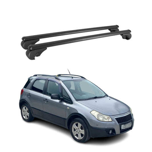Portbagaj de plafon pentru Fiat Sedici 2005-2014 75kg aluminiu negru 2 buc
