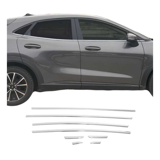 Fensterleisten Fensterrahmen für Ford Puma 2019-2025 Edelstahl Silber 8 tlg