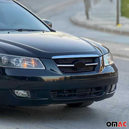 Benzi decorative grilă radiator pentru Hyundai Sonata 5 2005-2010, crom-argintiu, 2x