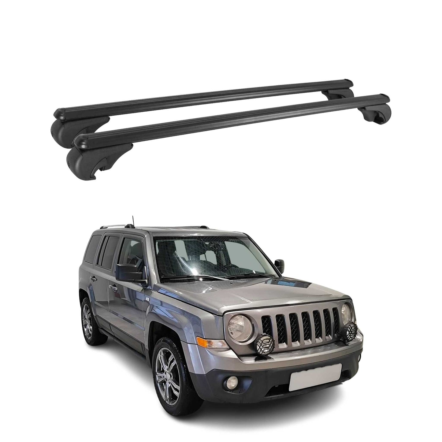 Dachträger für Jeep Patriot 2007-2016 Gepäckträger Grundträger Alu Schwarz 2x