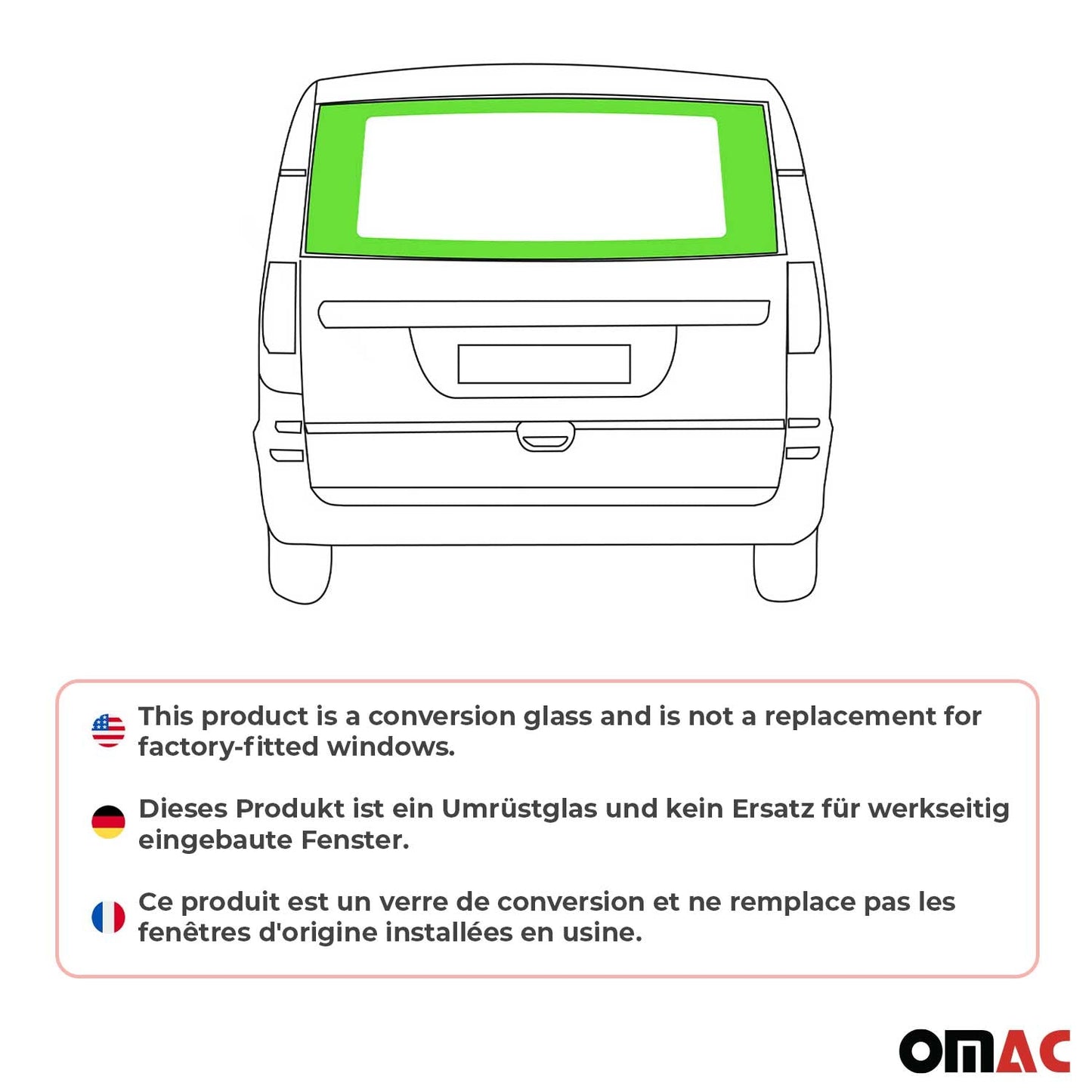 Heckklappe Hecktür Festglas für Mercedes Vito W639 2003-2014 Hinten L1 L2 L3