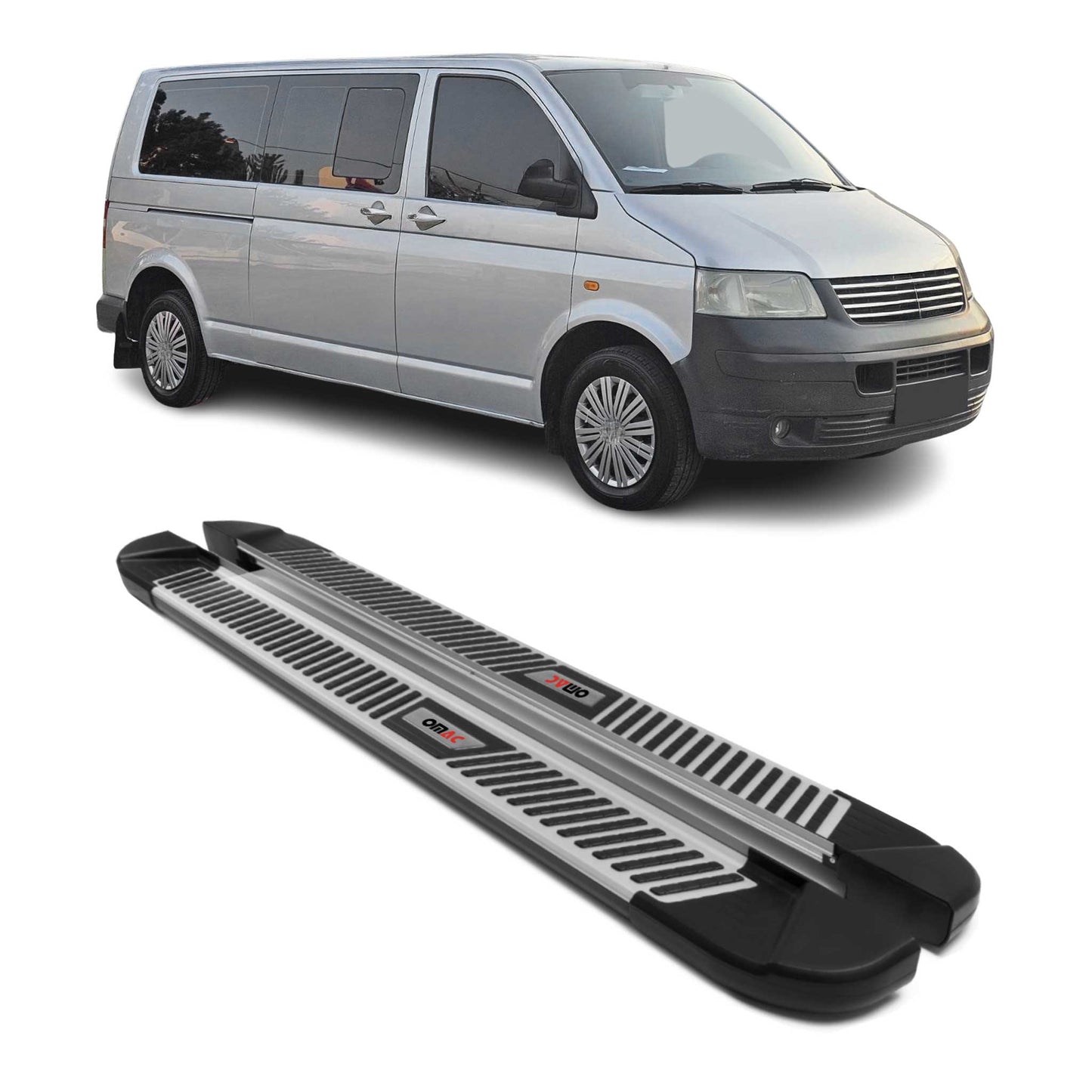 Trittbretter Seitenbretter für VW Transporter T5 2003-2015 Langer L2 Alu Schwarz