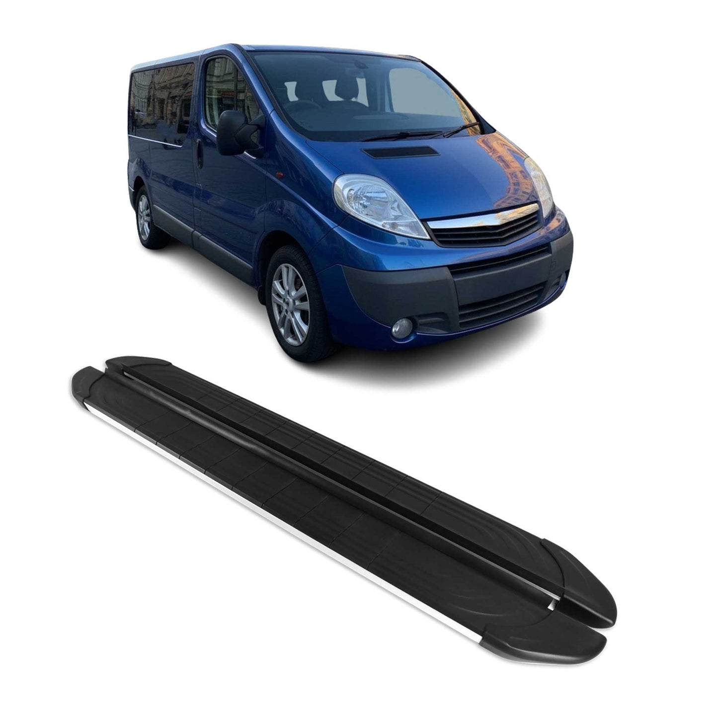 Trittbretter Seitenschweller für Opel Vivaro 2001-2014 L1 Aluminium Schwarz Grau