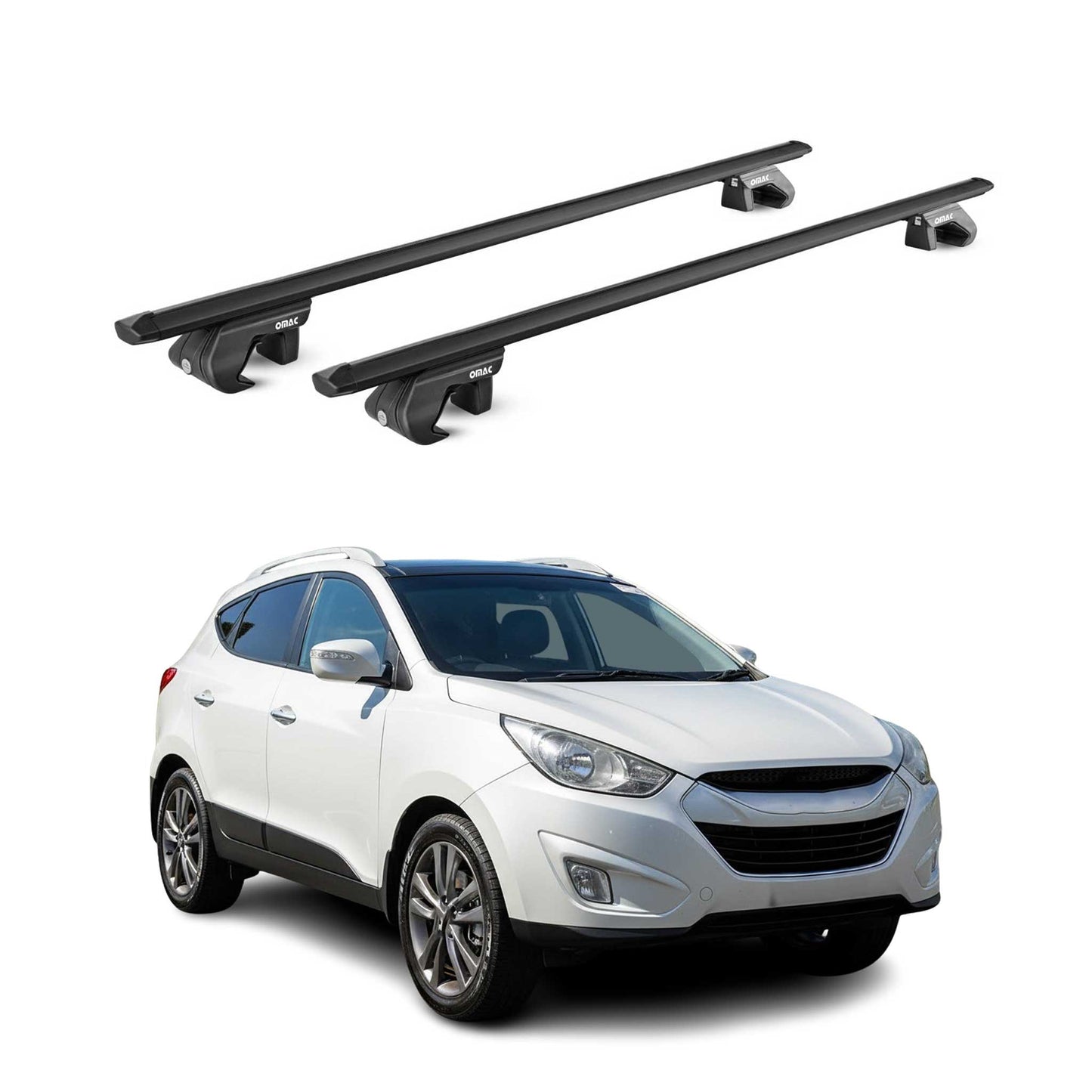 Portbagaj de plafon pentru Hyundai IX35 LM 2010-2015 5 uși 90 kg aluminiu negru ABE