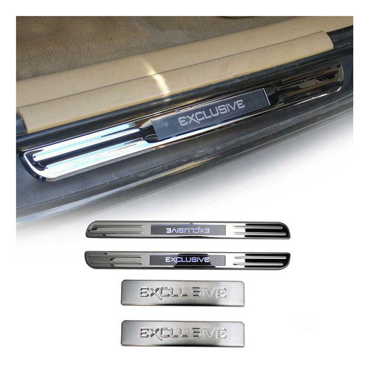 Ornamente prag exclusive pentru Audi A4, oțel inoxidabil, argintiu, set de 4 piese