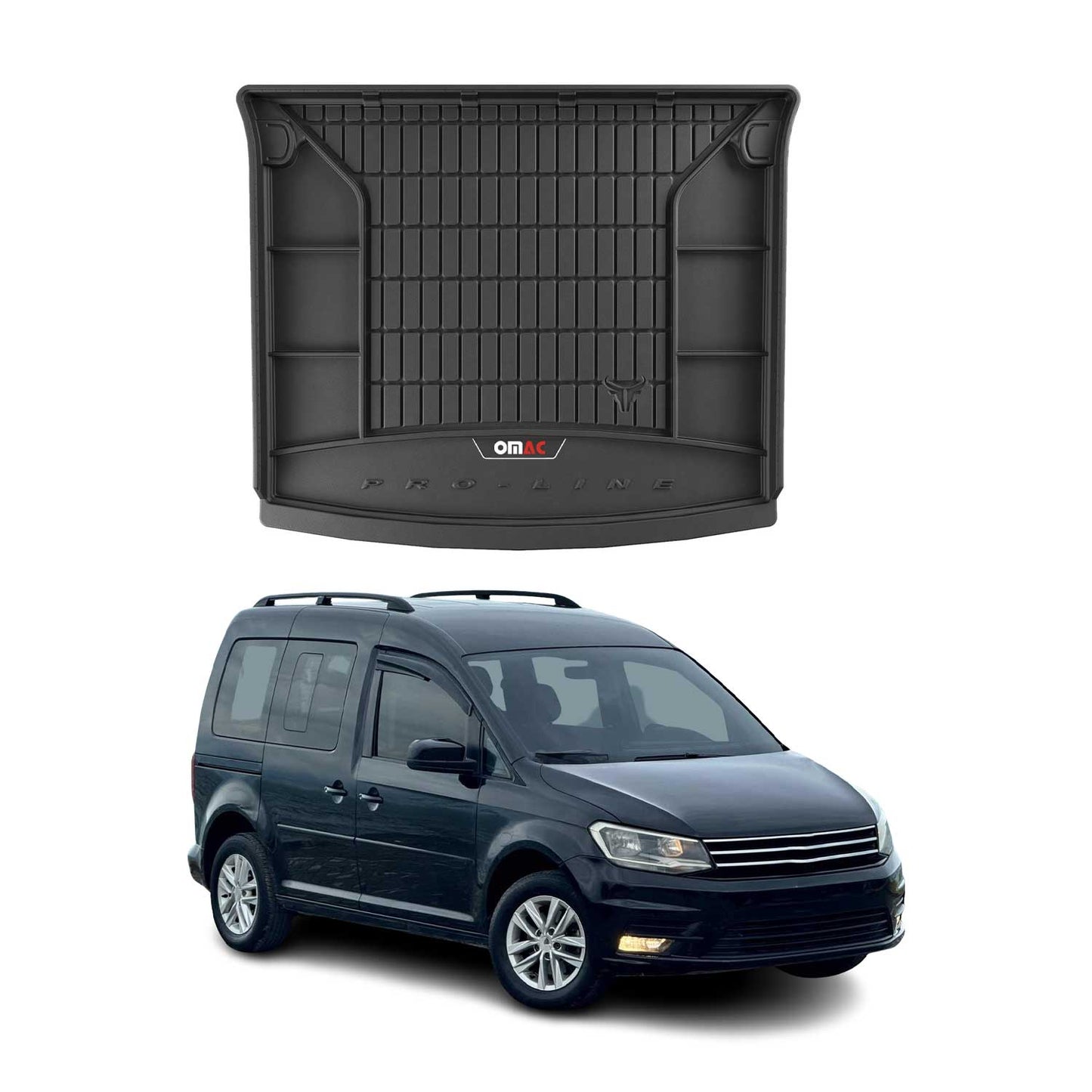 Gumowa wykładzina bagażnika OMAC do VW Caddy 2015-2020 TPE Cargo Liner Black