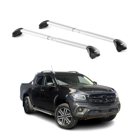 Portbagaj de plafon pentru Mercedes X-Class 470 2017-2020 100kg gri aluminiu 2x ABE