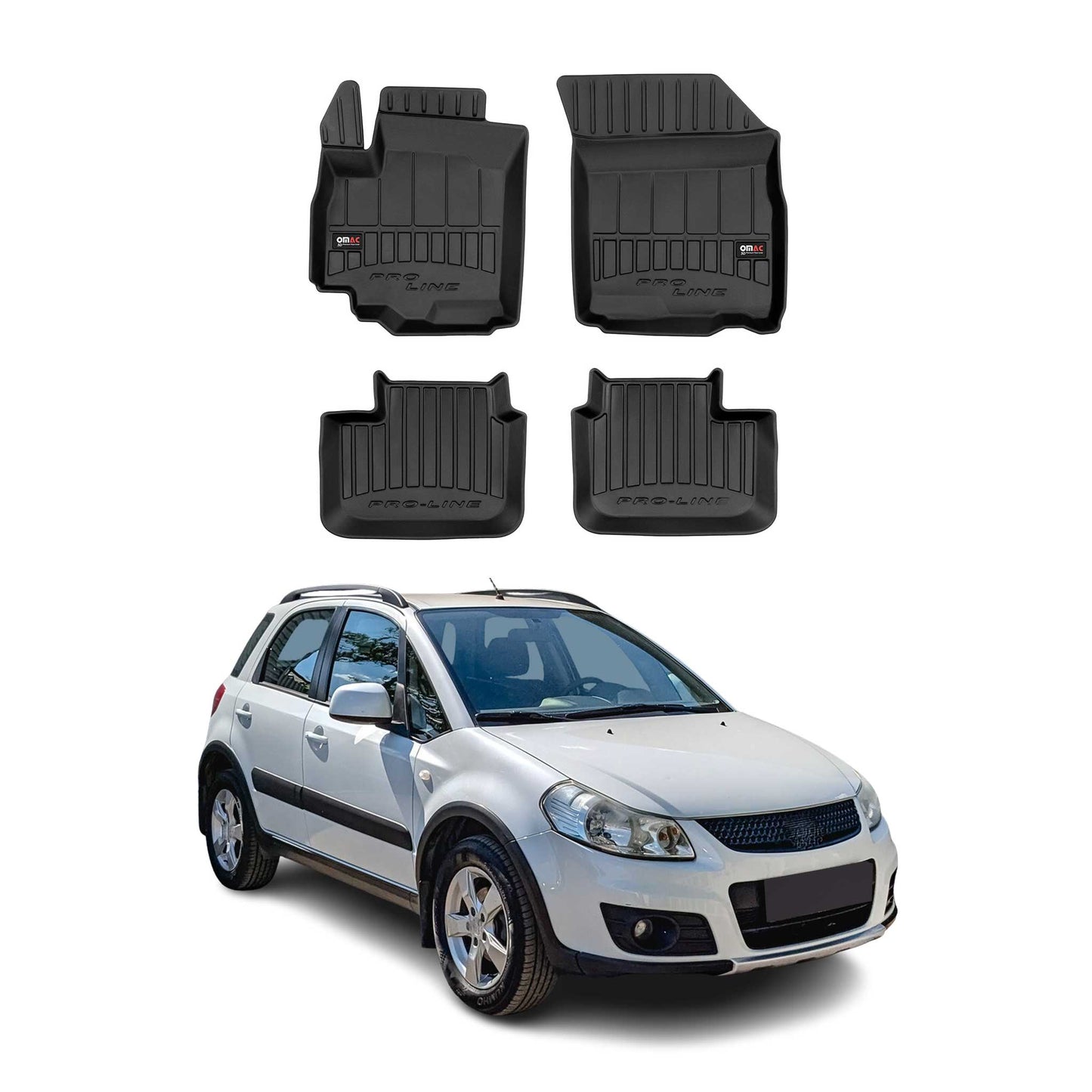 OMAC Gummi Fußmatten für Suzuki SX4 2006-2013 Premium TPE Automatten Schwarz 4x