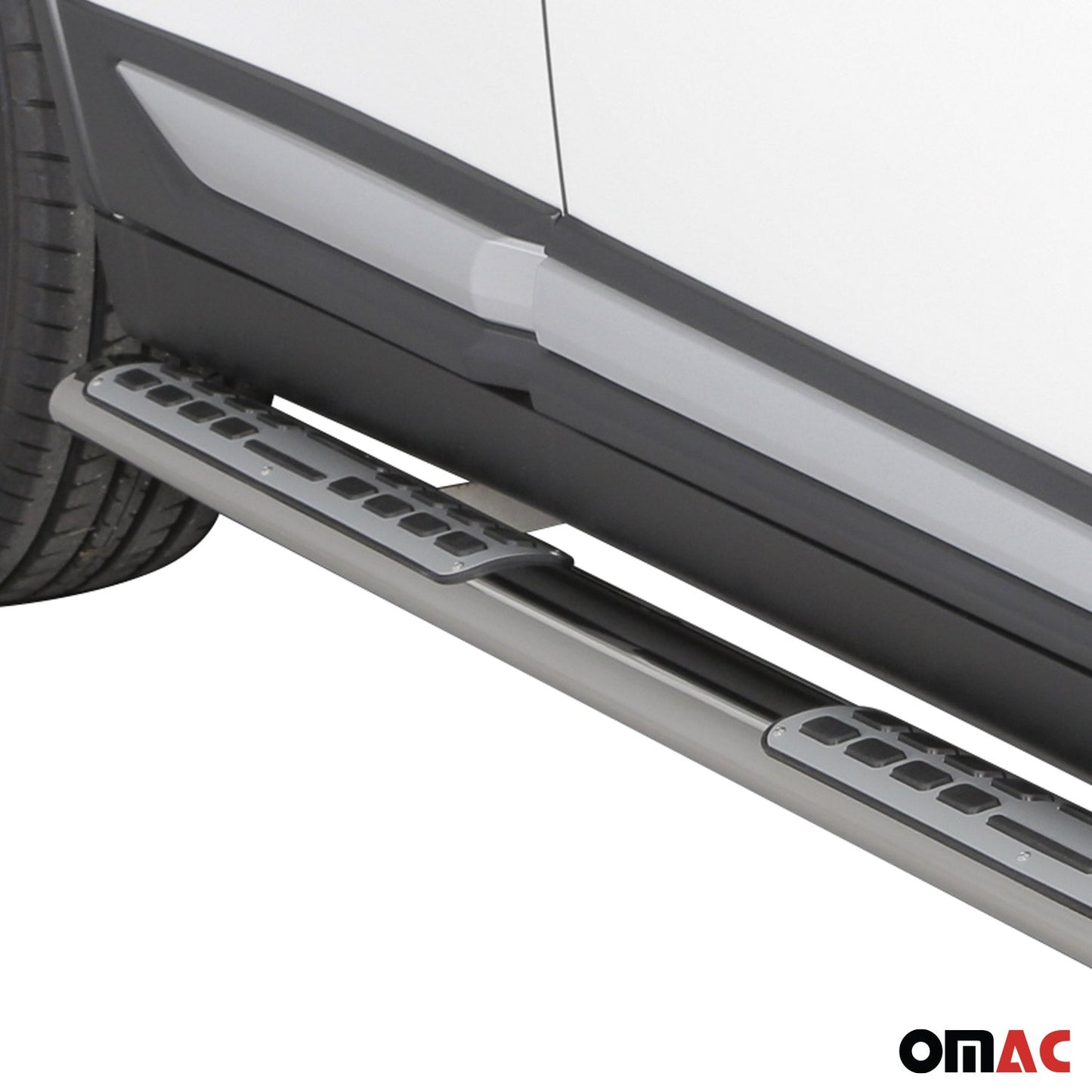 Stahl Schwellerrohre Trittbretter für Mitsubishi Outlander Hybrid 2015-2025 Grau