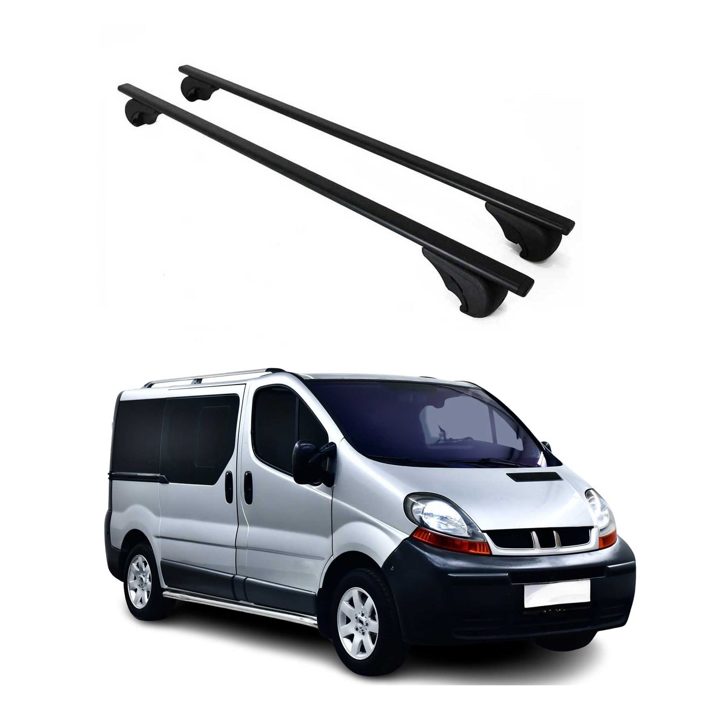 Portbagaj de plafon pentru Renault Trafic mk2 2001-2014 75kg metal negru 2 buc