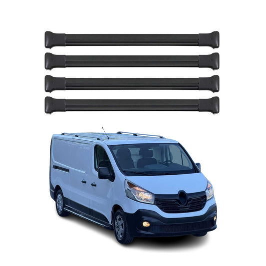 Portbagaj de plafon pentru Renault Trafic 2014-2025 75kg aluminiu negru 4 buc