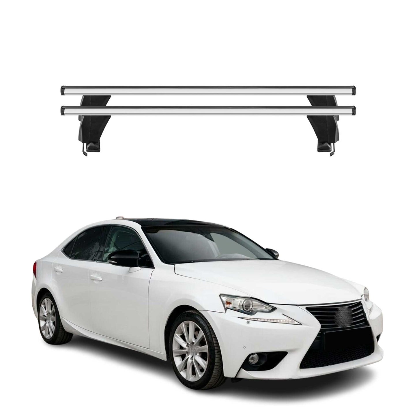 Menabo Dachträger Grundtäger für Lexus IS XE30 2013-2020 50kg Alu Silber 2 tlg