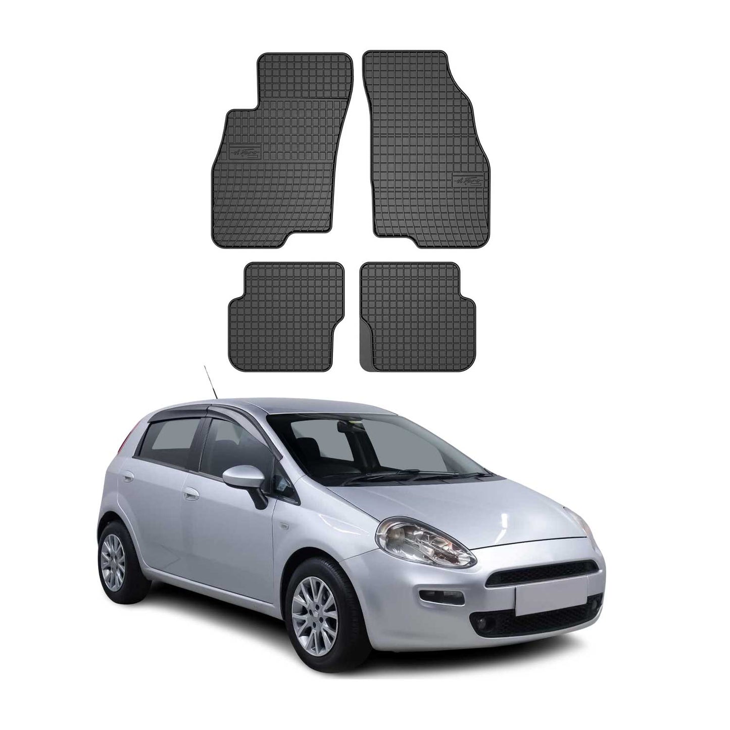 2012-2018 Fiat Punto Fußmatten Gummi Schwarz 4 tlg