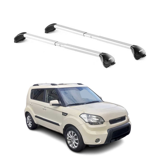 Portbagaj de plafon pentru Kia Soul 2008-2013, 5 uși, 100 kg, aluminiu, argintiu, 2 piese, ABE