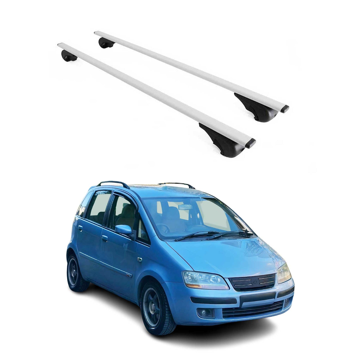 Portbagaj de plafon pentru Fiat Idea 2003-2012 75kg metal argintiu 2 buc