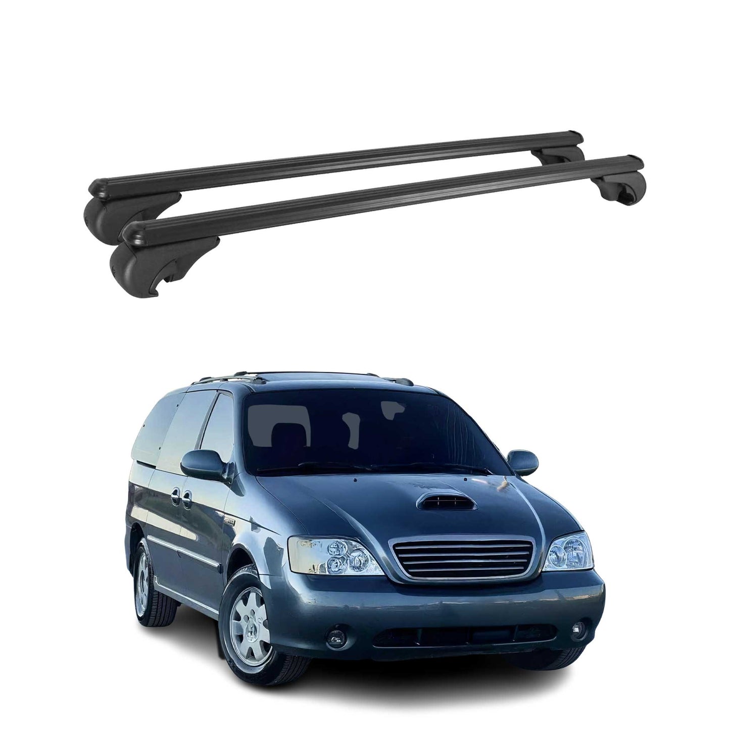 Dachträger für Kia Carnival 1998-2005 Gepäckträger Grundträger Alu Schwarz 2x
