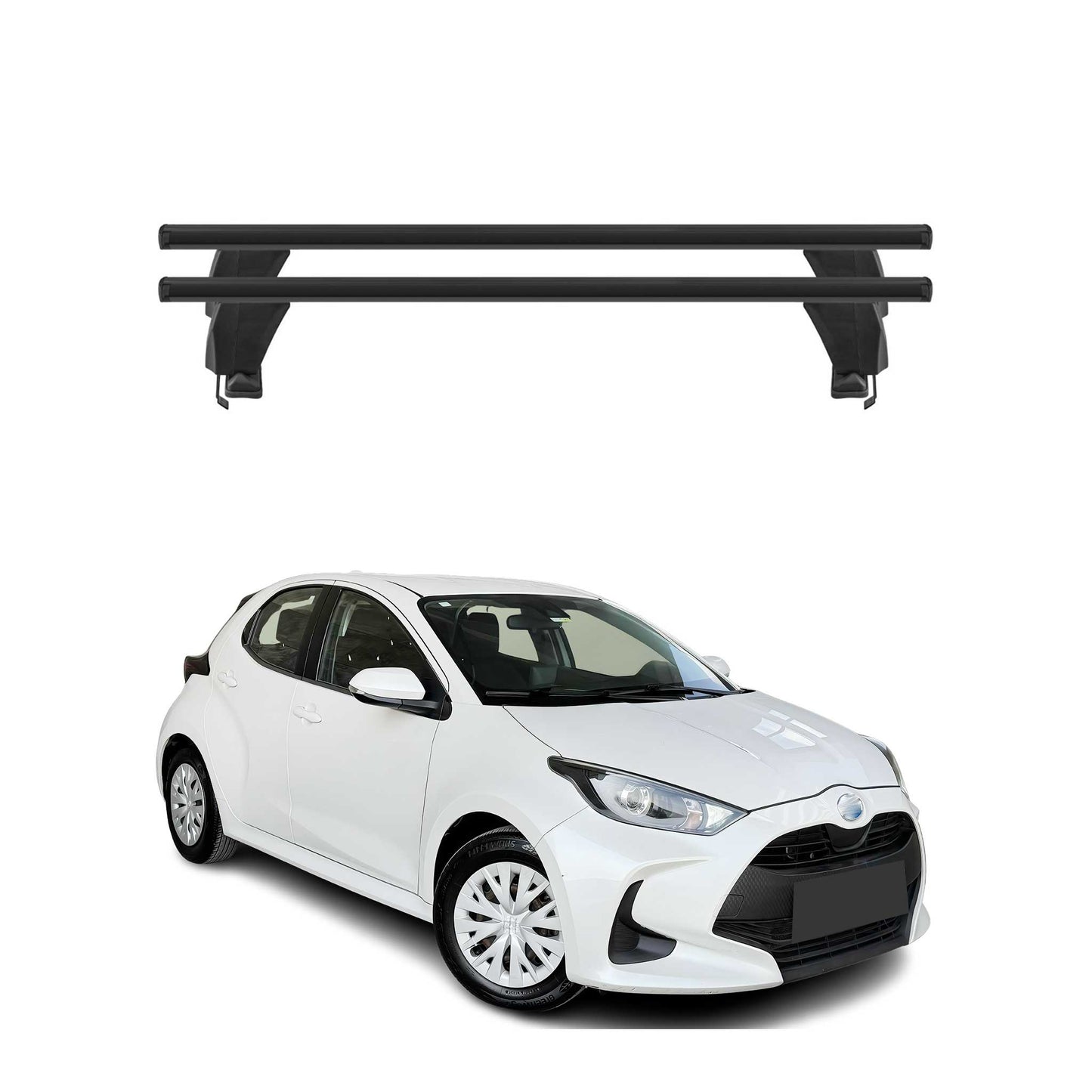 Menabo Portbagaj de plafon pentru Toyota Yaris 2020-2025, aluminiu, negru, 2 piese