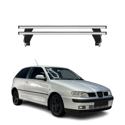 Menabo Dachträger Grundtäger für Seat Ibiza mk2 1993-2002 50kg Alu Silber 2 tlg