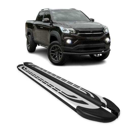 Trittbretter Seitenschweller für Ssangyong Musso Sport 2018-2025 Alu Schwarz