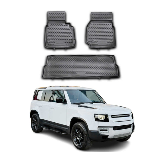 Covorașe auto Land Rover Defender 110 2007-2020, TPE, negre, 3 buc.