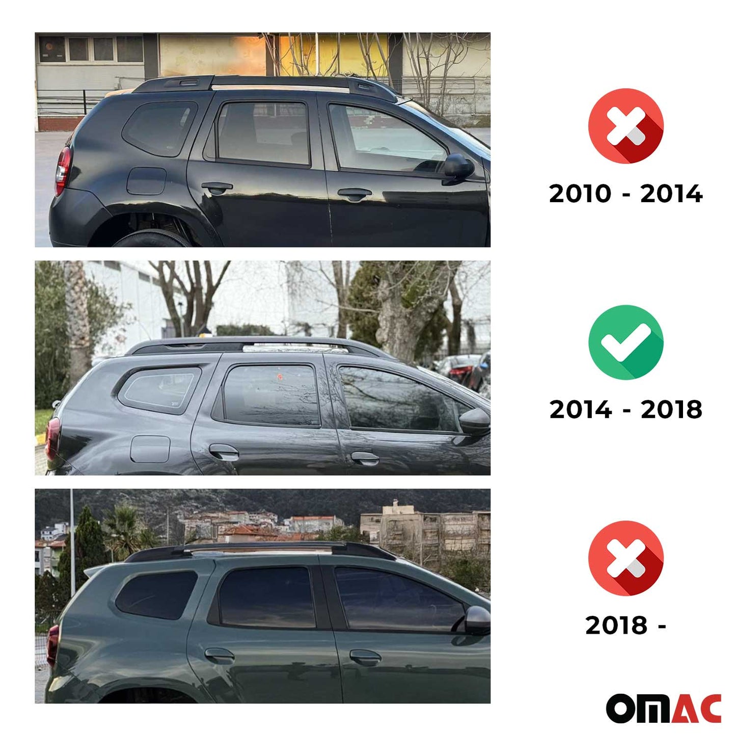 Portbagaj de plafon pentru Dacia Duster mk1 2014-2017 FL 75kg Alu Negru 2 buc