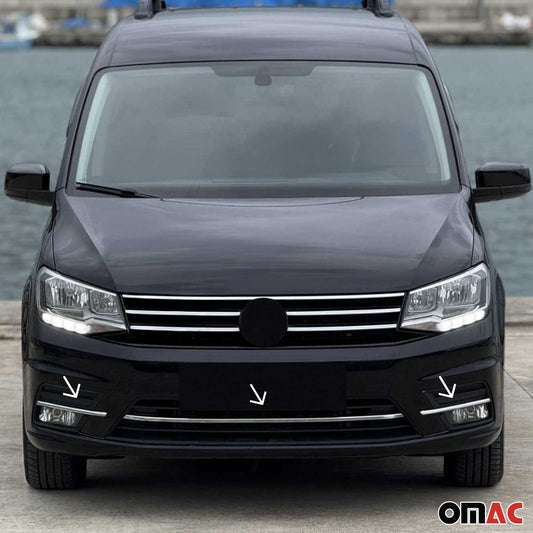 Benzi decorative grilă radiator pentru VW Caddy 2015-2020, oțel inoxidabil, argintiu, set 3 piese