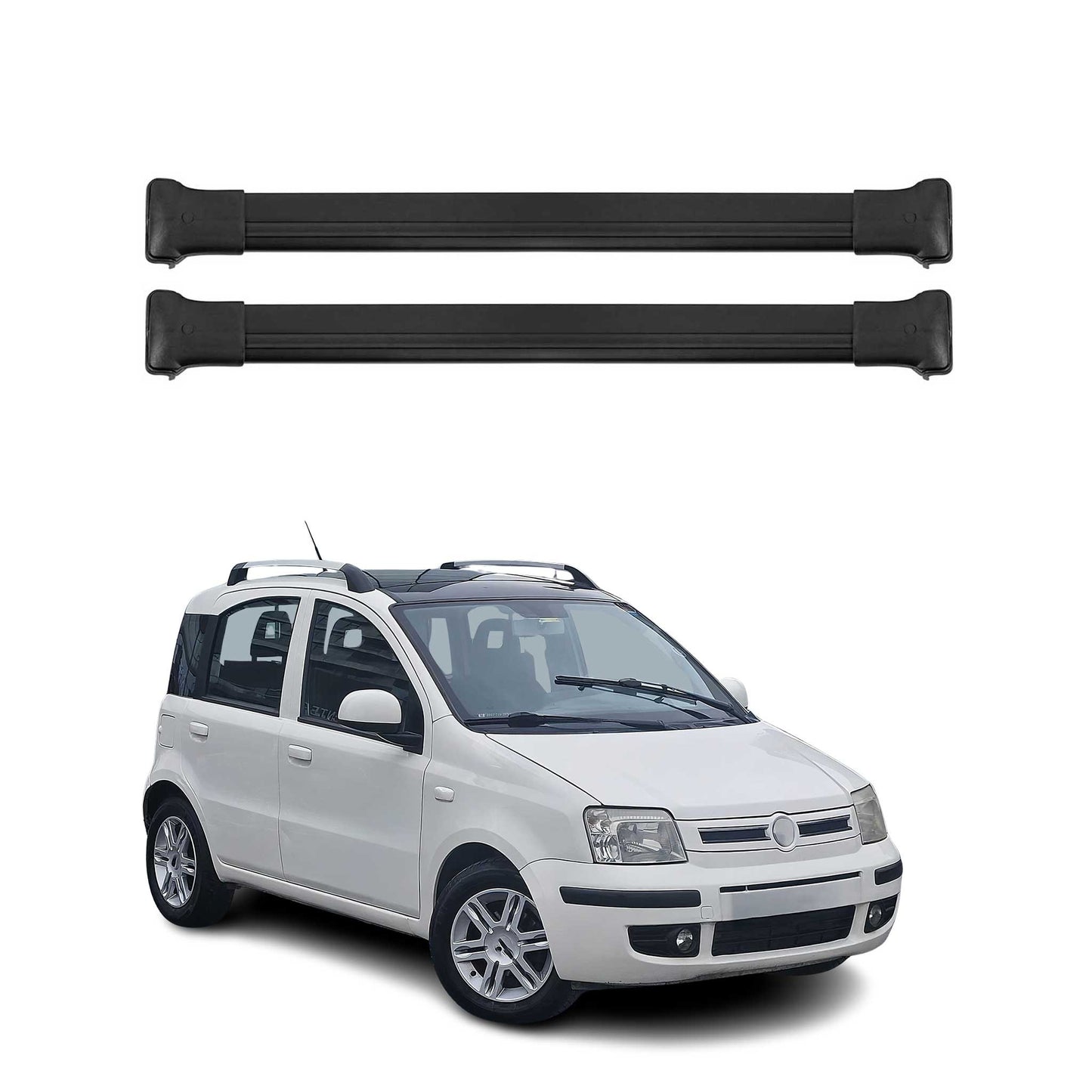 Portbagaj de plafon pentru Fiat Panda 169 Cross 2003-2015 75kg aluminiu negru 2 piese