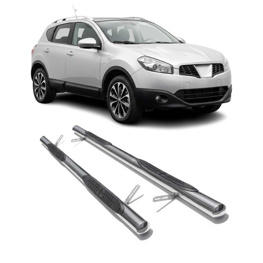 Trepte laterale/scări din oțel inoxidabil pentru Nissan Qashqai +2 NJ10 2008-14, argintii
