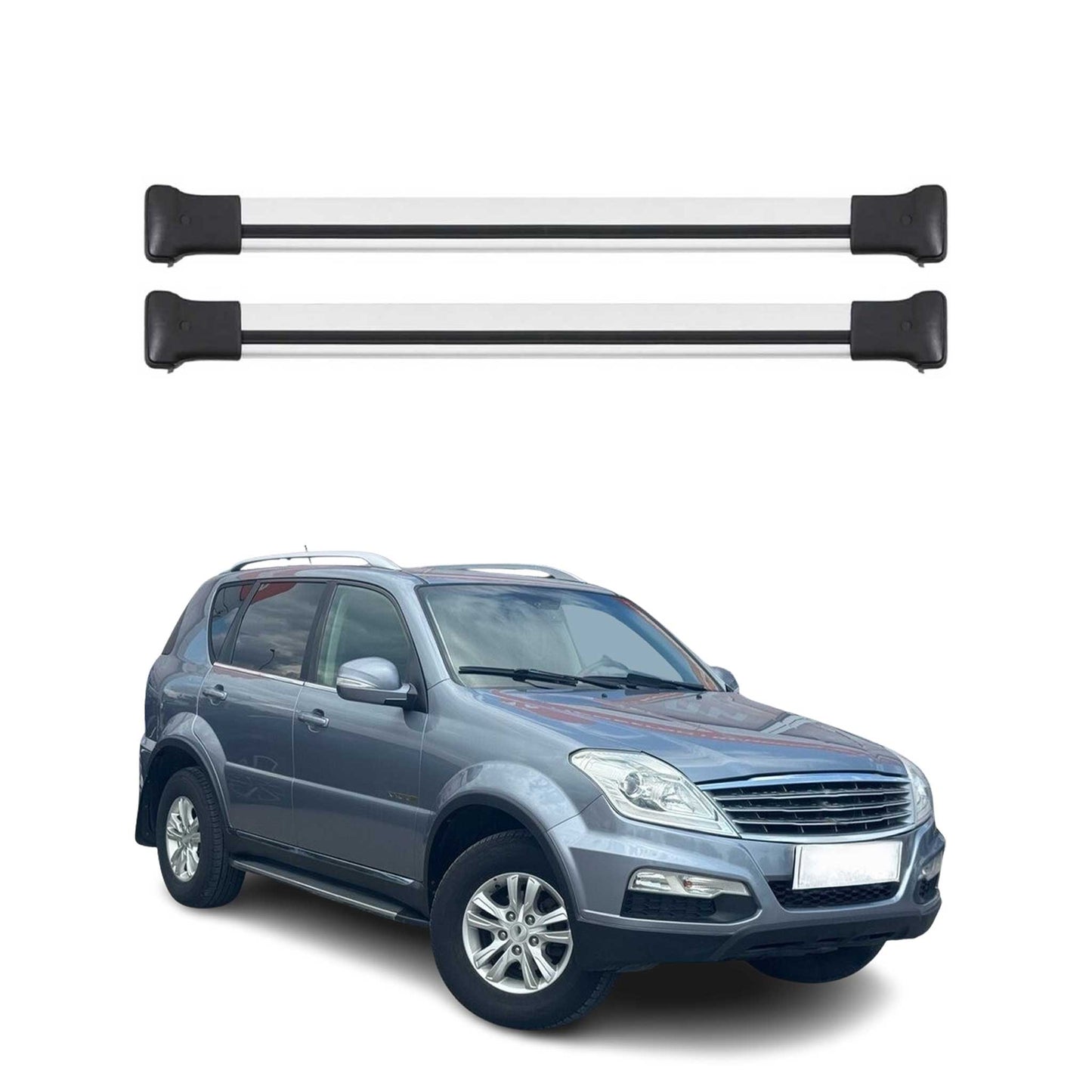 Portbagaj de plafon pentru Ssangyong Rexton 2012-2017 75kg aluminiu argintiu 2 buc