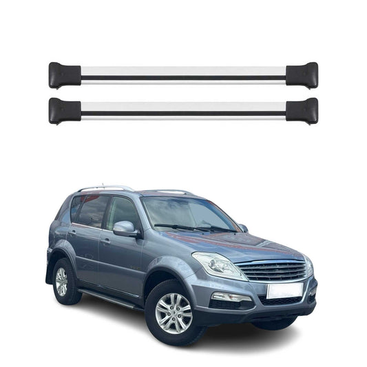 Portbagaj de plafon pentru Ssangyong Rexton 2012-2017 75kg aluminiu argintiu 2 buc
