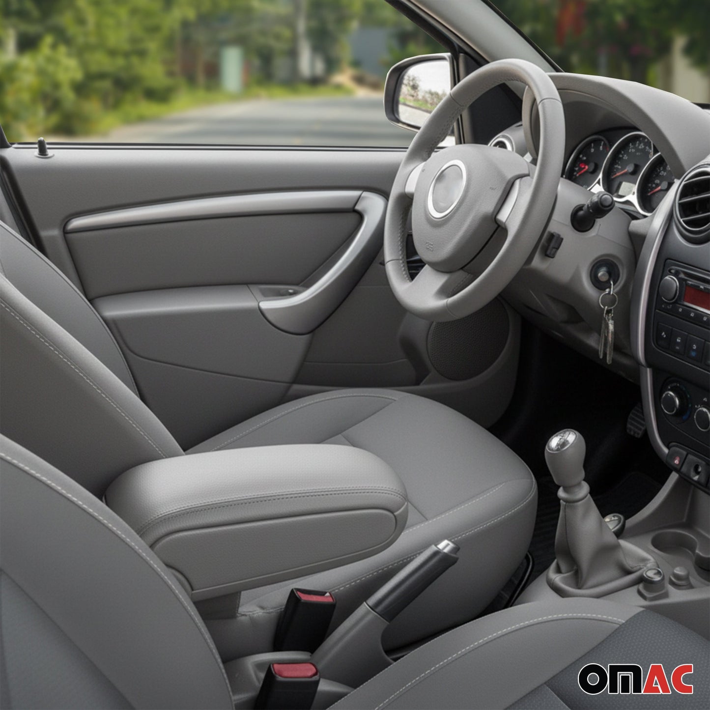 Mittelarmlehne Armlehne Mittelkonsole für Renault Megane 2002-2009 PU-Leder Grau