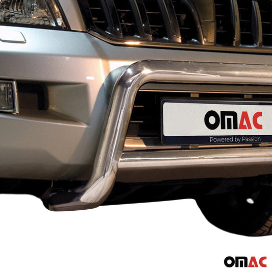 Bară de protecție/buton față pentru Toyota Land Cruiser 120 2003-2009, omologată ABE, argintie