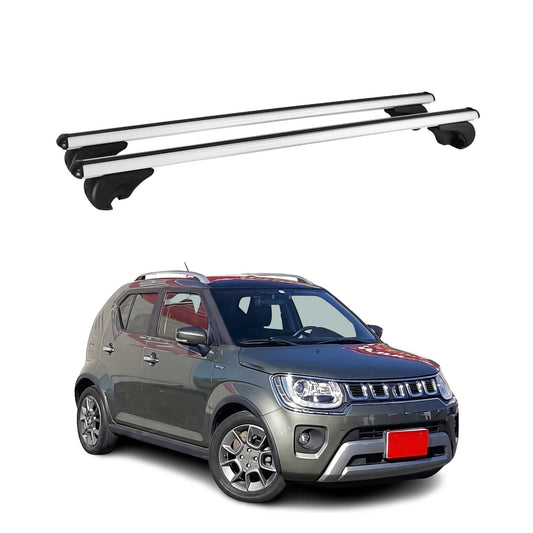 Portbagaj de plafon pentru Suzuki Ignis mk2 2016-2025 75kg aluminiu argintiu 2 buc