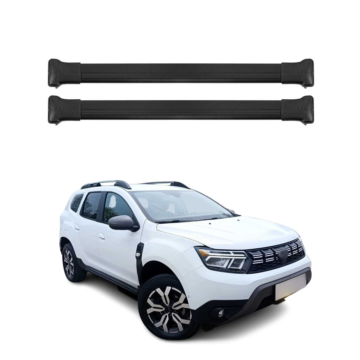 Portbagaj de plafon pentru Dacia Duster mk3 2024-2025 75kg aluminiu negru 2 buc